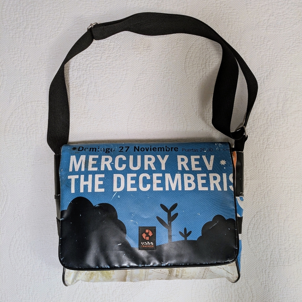 Rare Upcycled Indie Concert Poster Large Vinyl Messenger Bag Decemberists